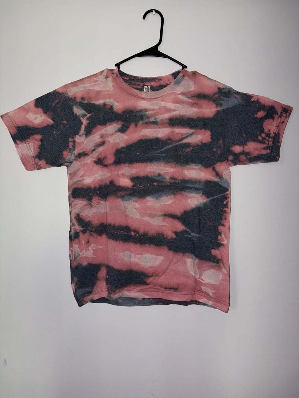 Alstyle Pink and Black Bleach Wash Tie Dye Youth T-Shirt
